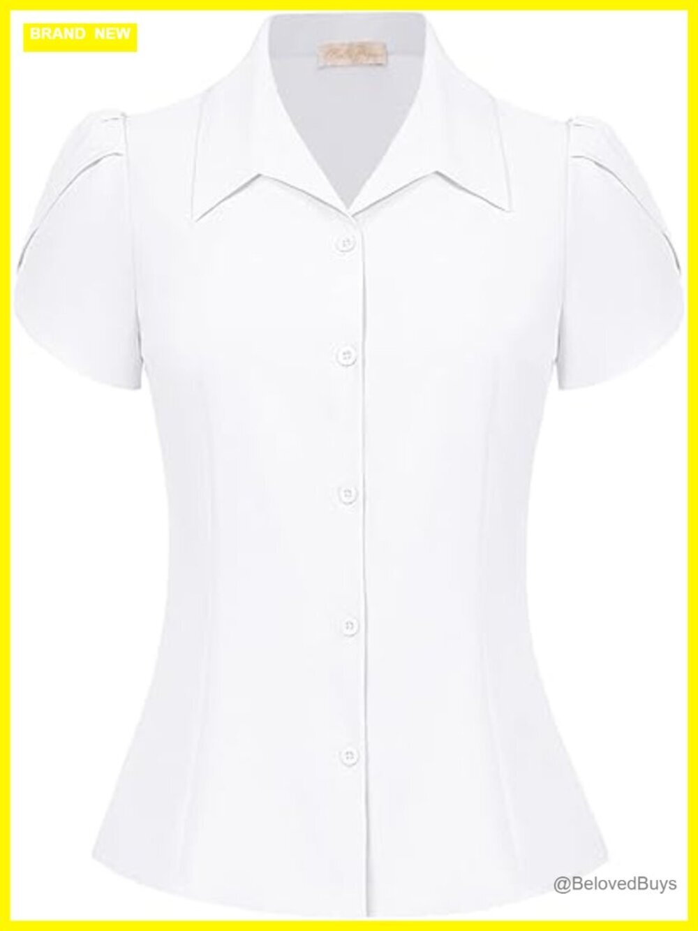 Short Sleeve Button Down Blouse V Neck Business Casual Tops